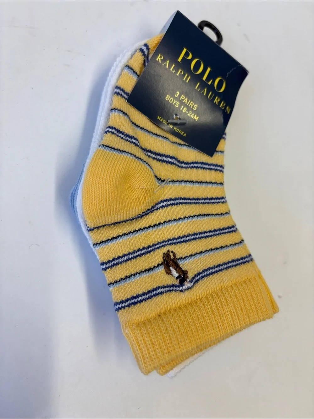 Polo Ralph Lauren Baby Boys Oxford Stripe Crew Socks, 3-Pack